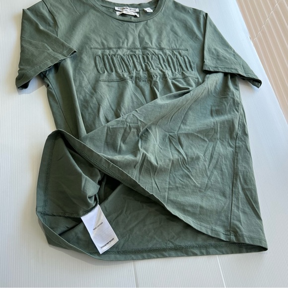 Country Road Tee T-Shirt Olive Green Signature Logo Relaxed Fit Size XXS 6/8 - Picture 10 of 12